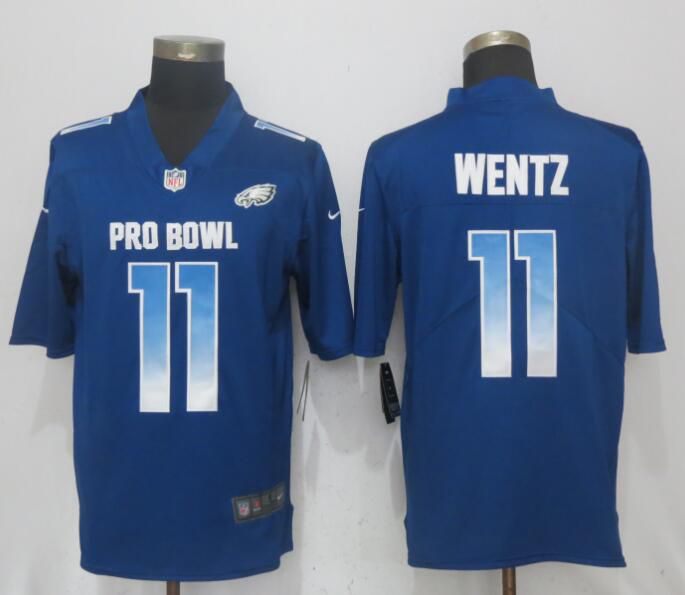 Men Philadelphia Eagles #11 Wentz Blue New Nike Royal 2018 Pro Bowl Limited NFL Jerseys->memphis grizzlies->NBA Jersey